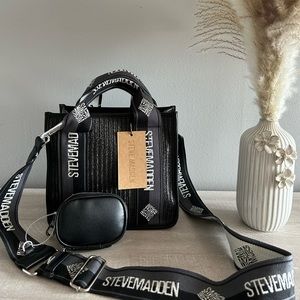 NEW Steve Madden Bwebber Woven Satchel Crossbody Bag Women's Black Multi TikTok